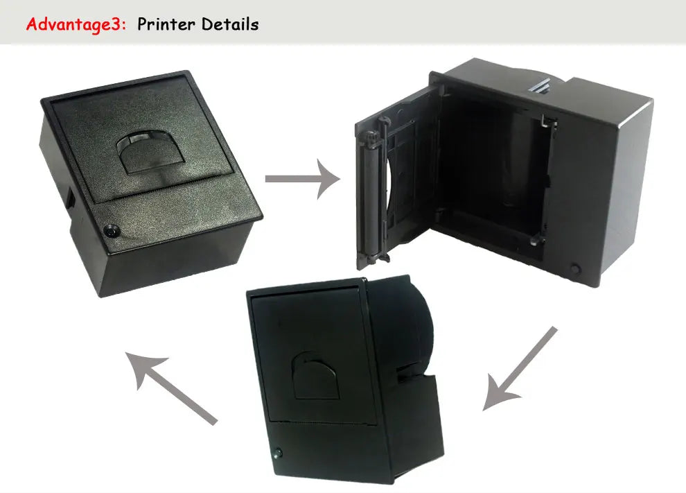 HSPOS QR72 58mm Panel Embedded Printer RS232 TTL 82x58mm DC5-12V 50mm Roll 5M MCBF for Kiosk Vending Machine POS Cash Register
