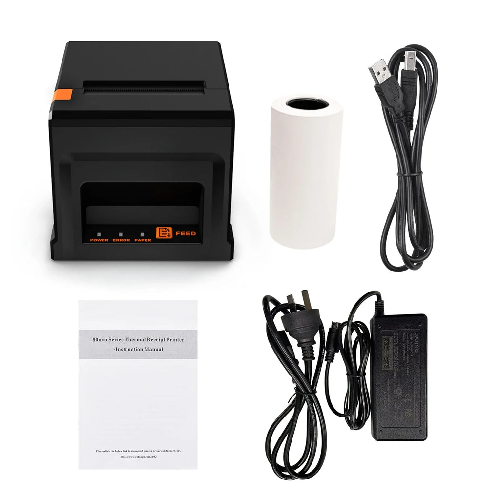 【POS-8360】80mm USB+LAN Receipt Printer POS Printer with Auto Cutter Desktop Direct Thermal Printing Compatible ESC/POS for home