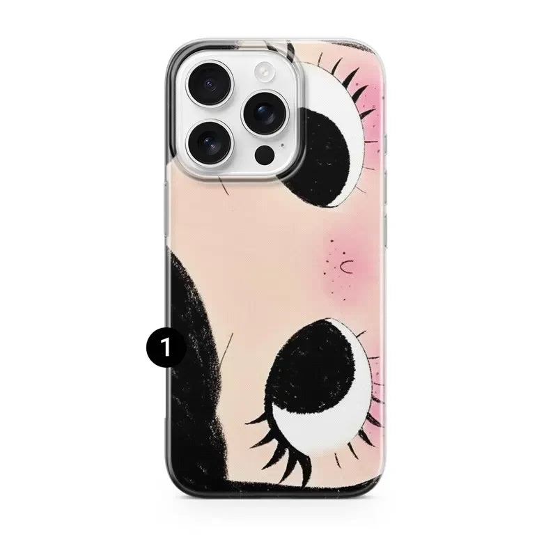 Cartoon Big Eyes Girl Phone Case For IPhone 17 12 Pro Max 13 14 Plus 15 11 16 Crystal Clear Dustproof Soft TPU Protective Cover
