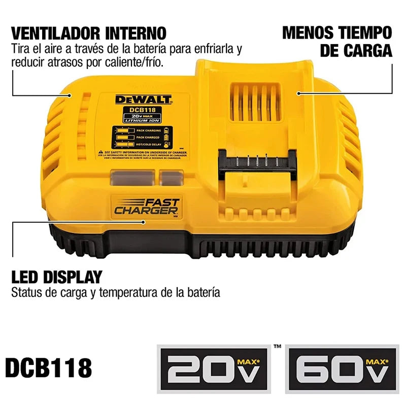 DEWALT Original Charger DCB1102 DCB1104 DCB118 18V/20V Internal Fan Cooled Lithium Battery Universal Charger