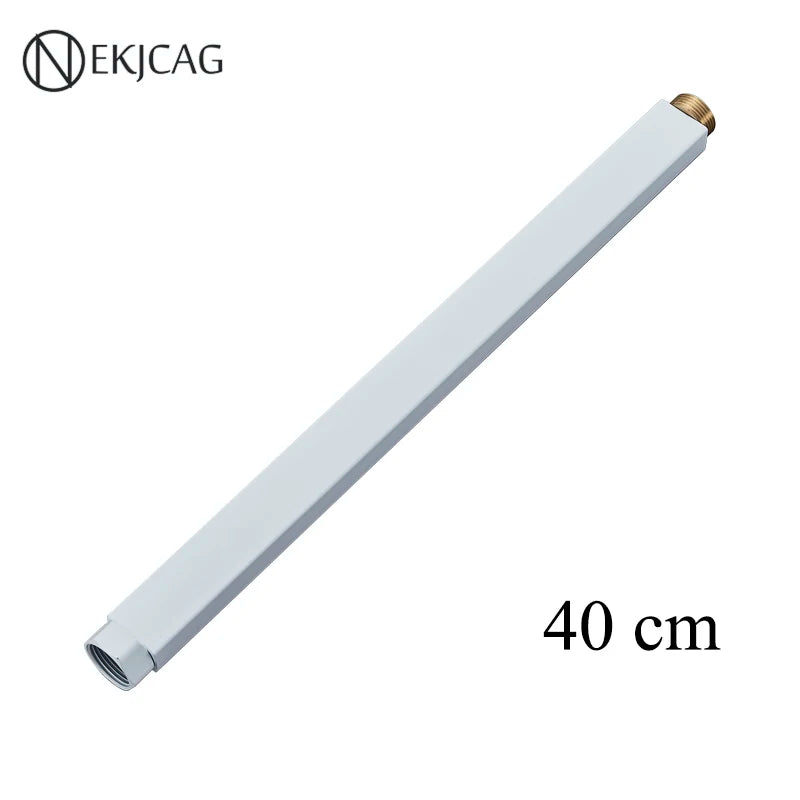 Square Extension Tube Bathroom Shower Faucet Extra Extend Tube Black Golden White Chrome 40/50CM Universal Interface Extend Pipe