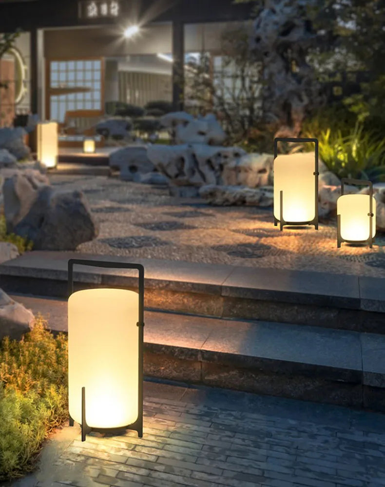 Modern Outdoor Indoor Floor Lamp White Acrylic Black Metal Lighting Floor Light For Garden Hotel Parlor Dining Room Bedroom