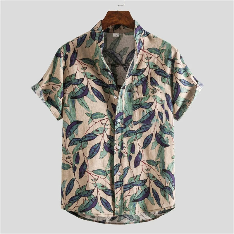 2026 Summer Men's Shirt Print Design Pattern Casual Loose Fashion Breathable Shirt