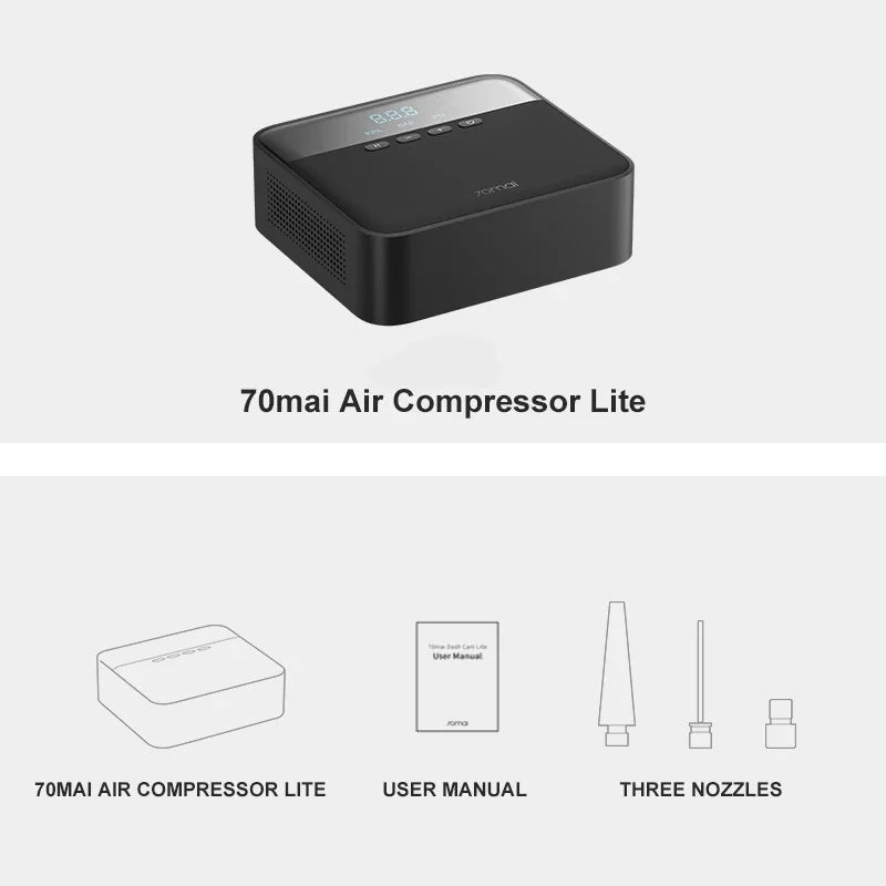 Original 70mai Portable Air Compressor Tire Inflator Air Pump for Car Tires DC 12V Tire Pump Preset tire pressure For Bike Ball