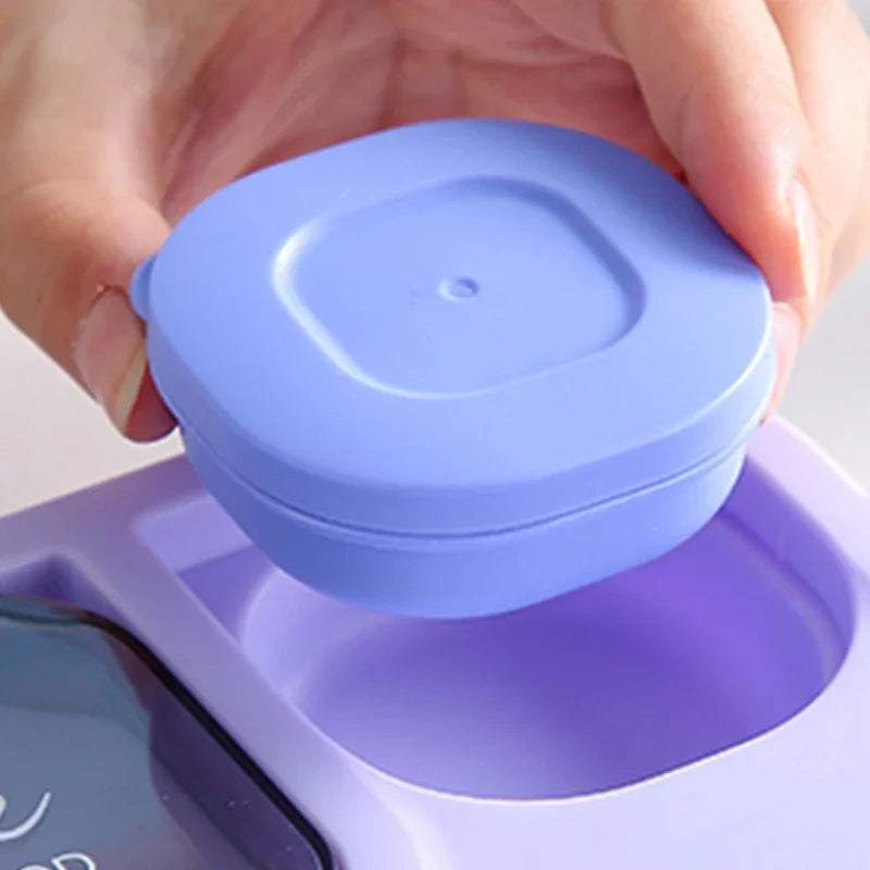 Bento Lunch Box Kid's Lunch Box Microwaveable Bento Box with Tableware Kawaii Heated 3 Grid Sandwich Snack Food Box Food Storage