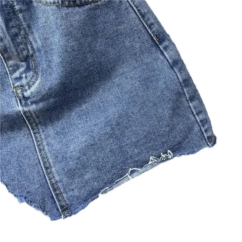 Washed and Worn Out Irregular Denim Half Body Skirts.New Summer Fashion and Individual High-waisted Denim Short Skirt for Women
