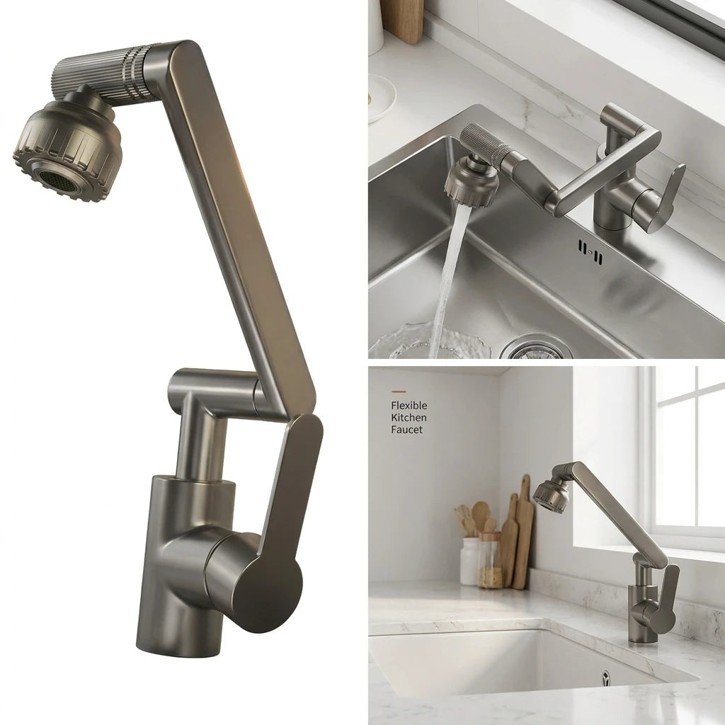Multifunction Bathroom Kitchen Sink Faucet Swivel Cold Hot Water Tap with 2 Modes Basin Water Tap