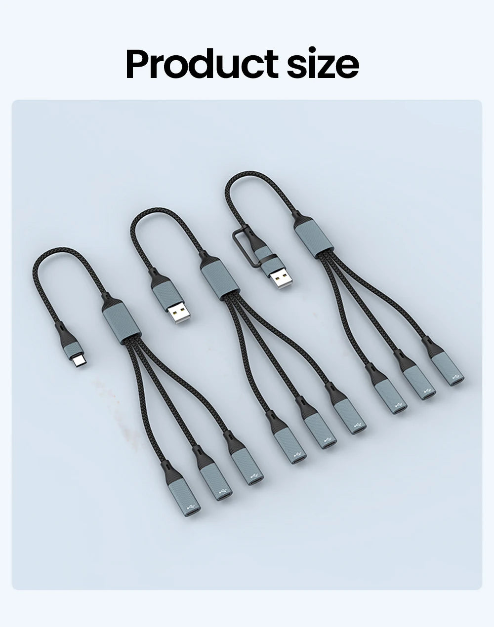 Elough USB to Type-c HUB Charging Cable Transmission Splitter Adapter OTG Computer Docking 3 in 1 Type-c Port HUB