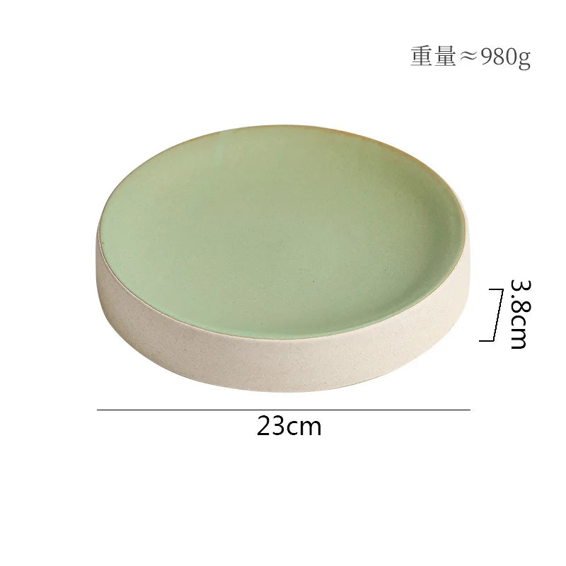 Retro Cylindrical Ceramic Plate Pasta Dish Dessert Snack Plate Steak Plate Sushi Plates Restaurant Molecular Cuisine Tableware