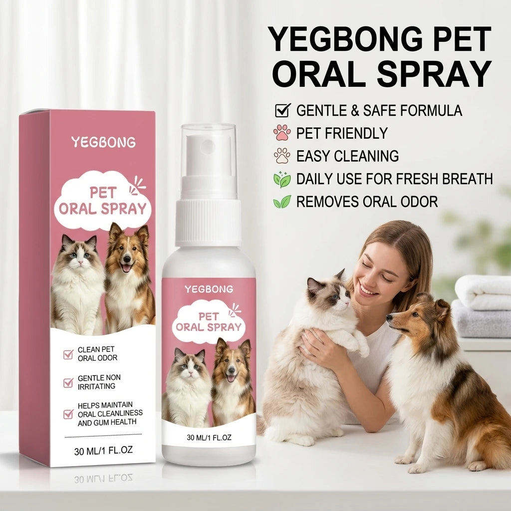 Pet Oral Care Spray Eliminating Bad Breath Cleaning Food Residue Support Long-Term Gum Health No-Brush Daily Pet Oral Deodorizer
