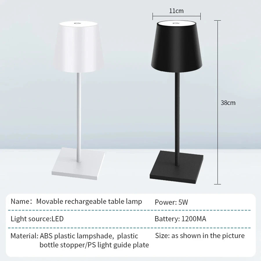 LED Desk Lamp Usb Rechargeable Table Lamp Bar Restaurant Ambiance Wireless Touch Lamps 3Levels Dimmable Waterproof Led Lights
