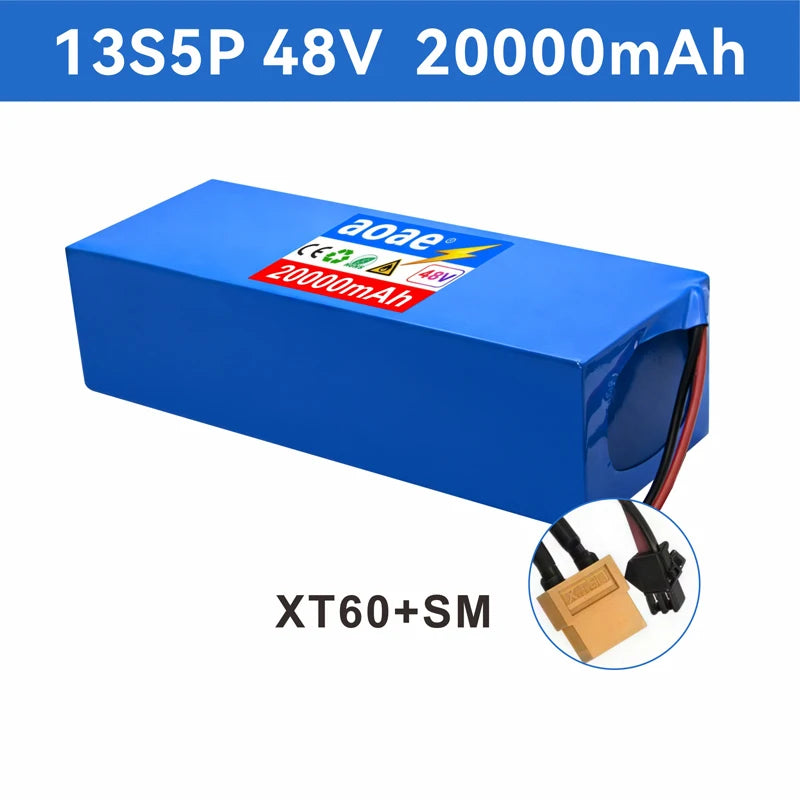 48V Scooter Battery 20Ah 13S5P A-Grade Cells 1000W-2000W Built-in BMS XT60 DC JST High Power Long Lasting for Electric Scooter