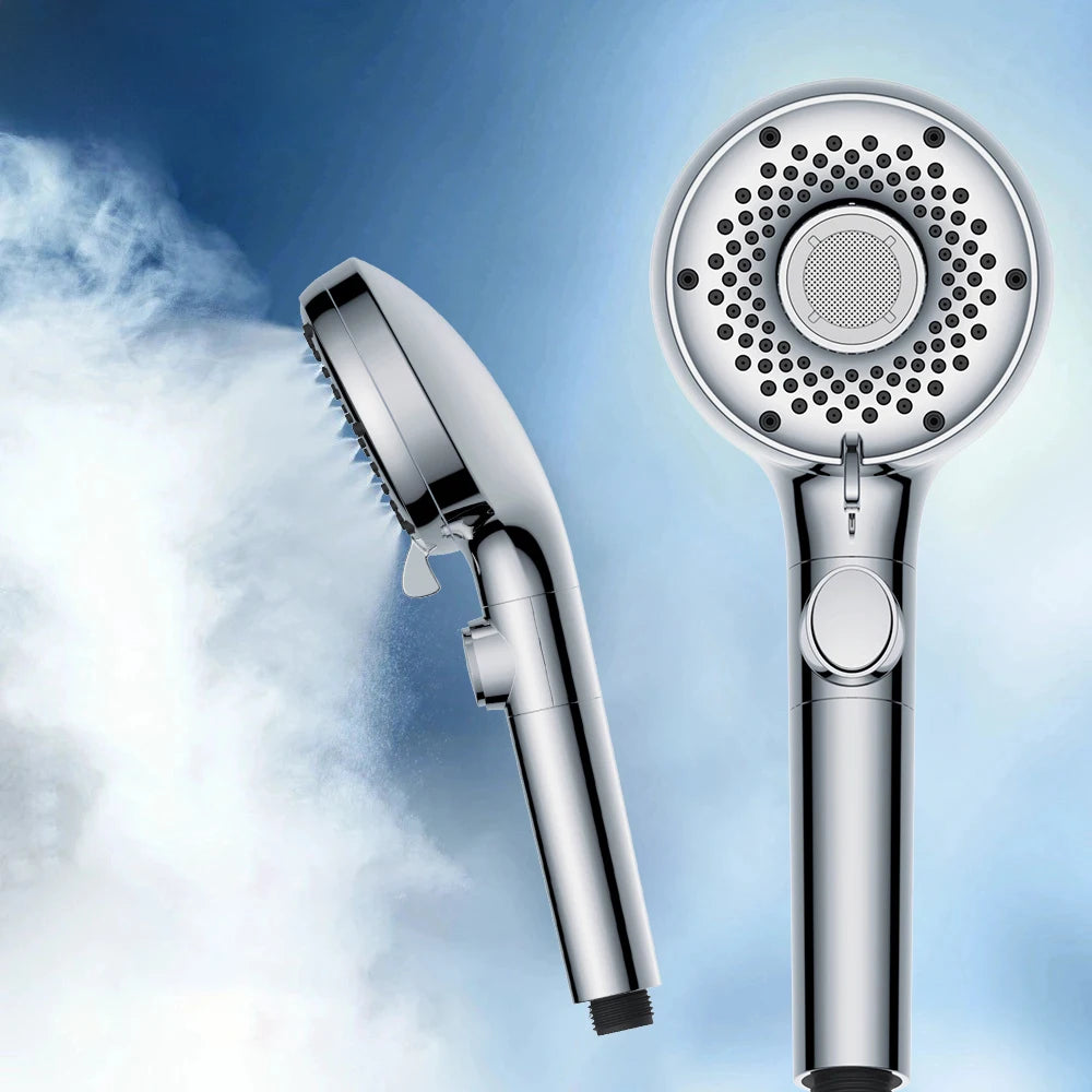 5 Spray Modes Shower Head with One Touch Button Large Water Outlet Nozzles High Pressure Showe Head for Bathroom Accessories