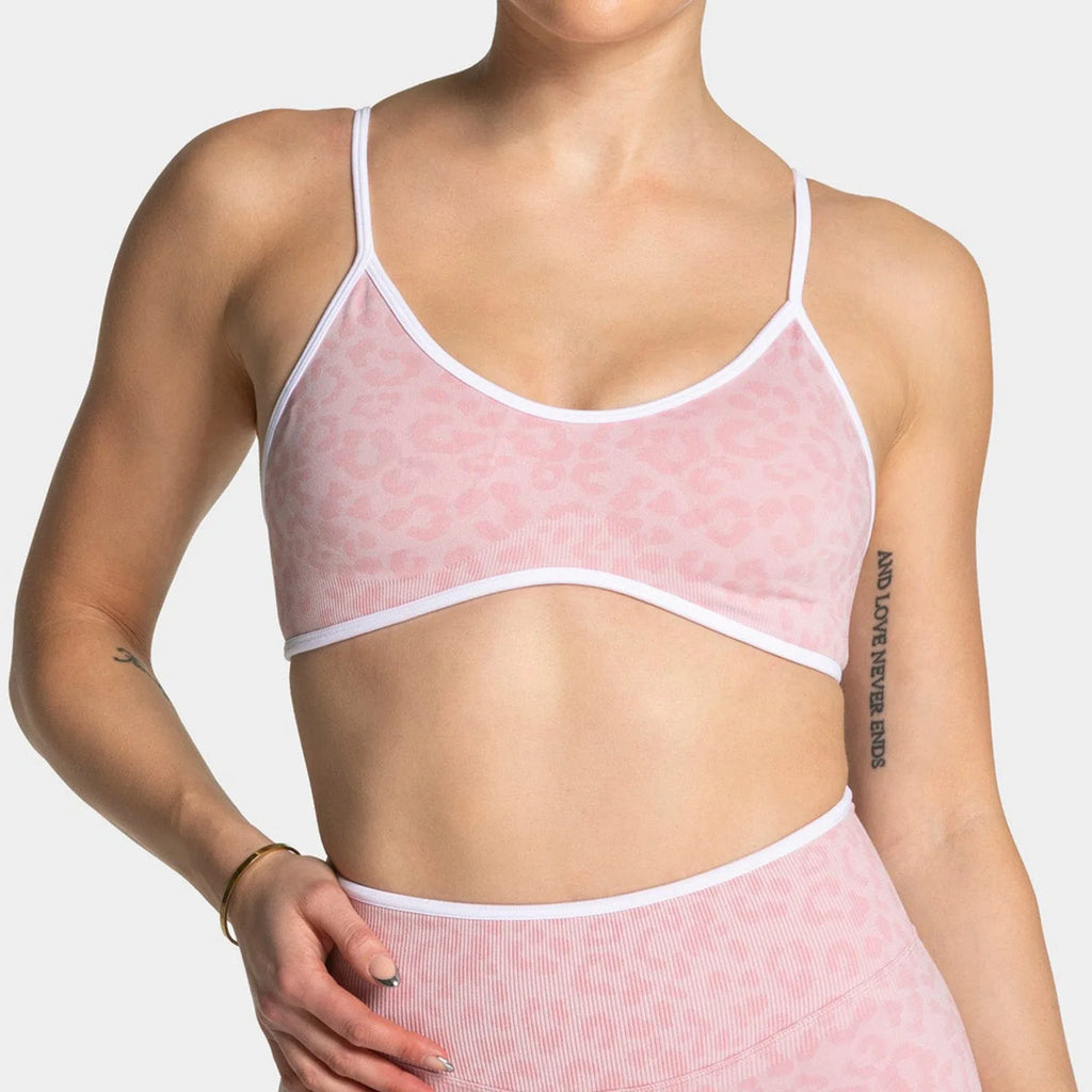 NO LOGO Women leopard print yoga fitness suit, contrasting edge sports bra high waisted leggings running cycling headband