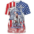 New 3D Print Jesus Lion Eagle Graphic T Shirt For Men Women Tees Trendy Unisex USA Flag T-shirts Casual Short Sleeve Kids Tops
