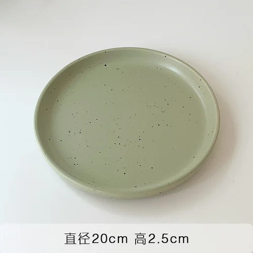 Retro Style White Ink-splashed Ceramic Bowl and Plate Western Food Steak Fruit Dessert Tray Salad Bowl Tableware Main Dish Plate