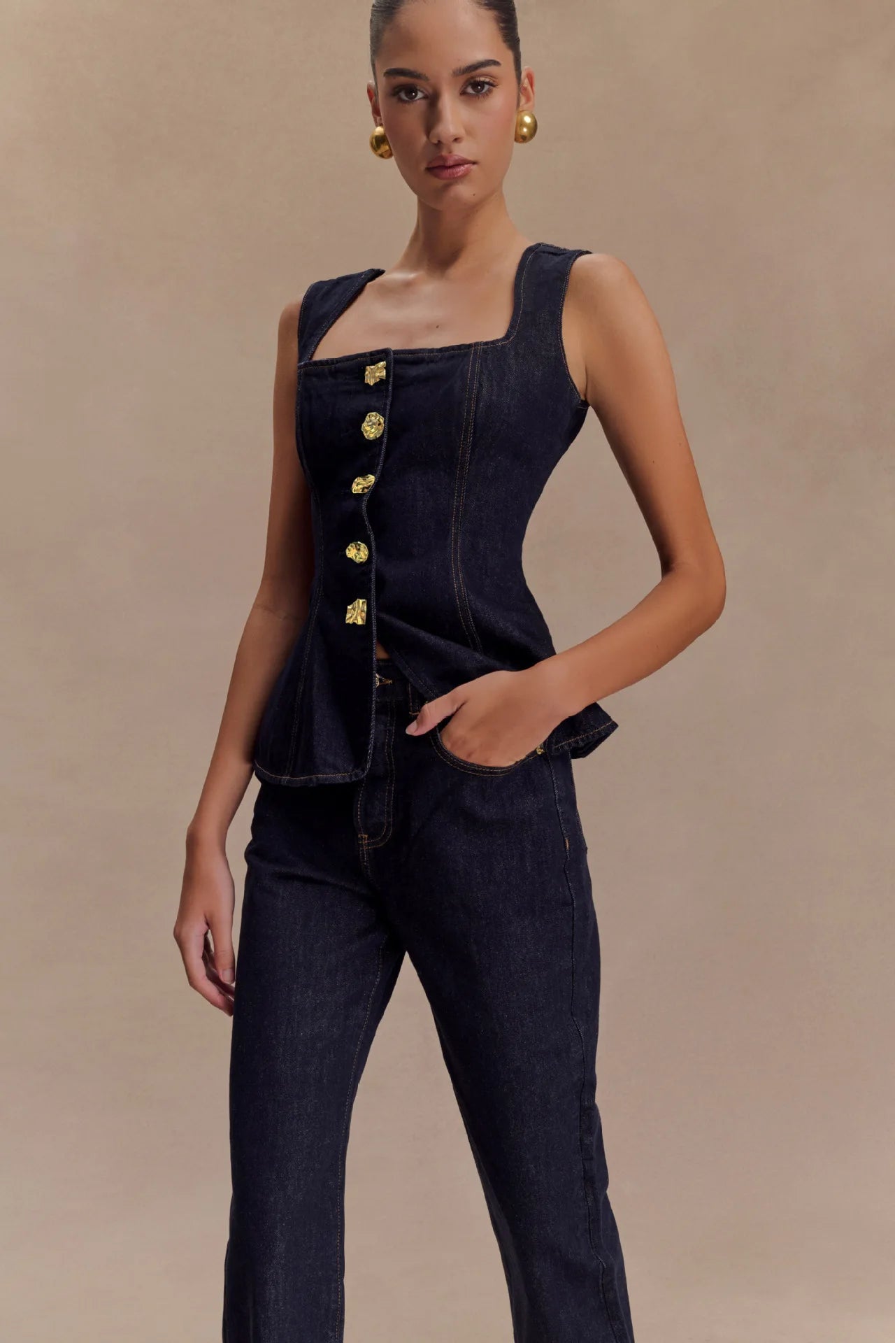 Summer Denim Pant Sets Women 2025 Fashion Sleeveless Single Bretted Vest Tops And High Waist Baggy Jeans 2 Piece Set Woman