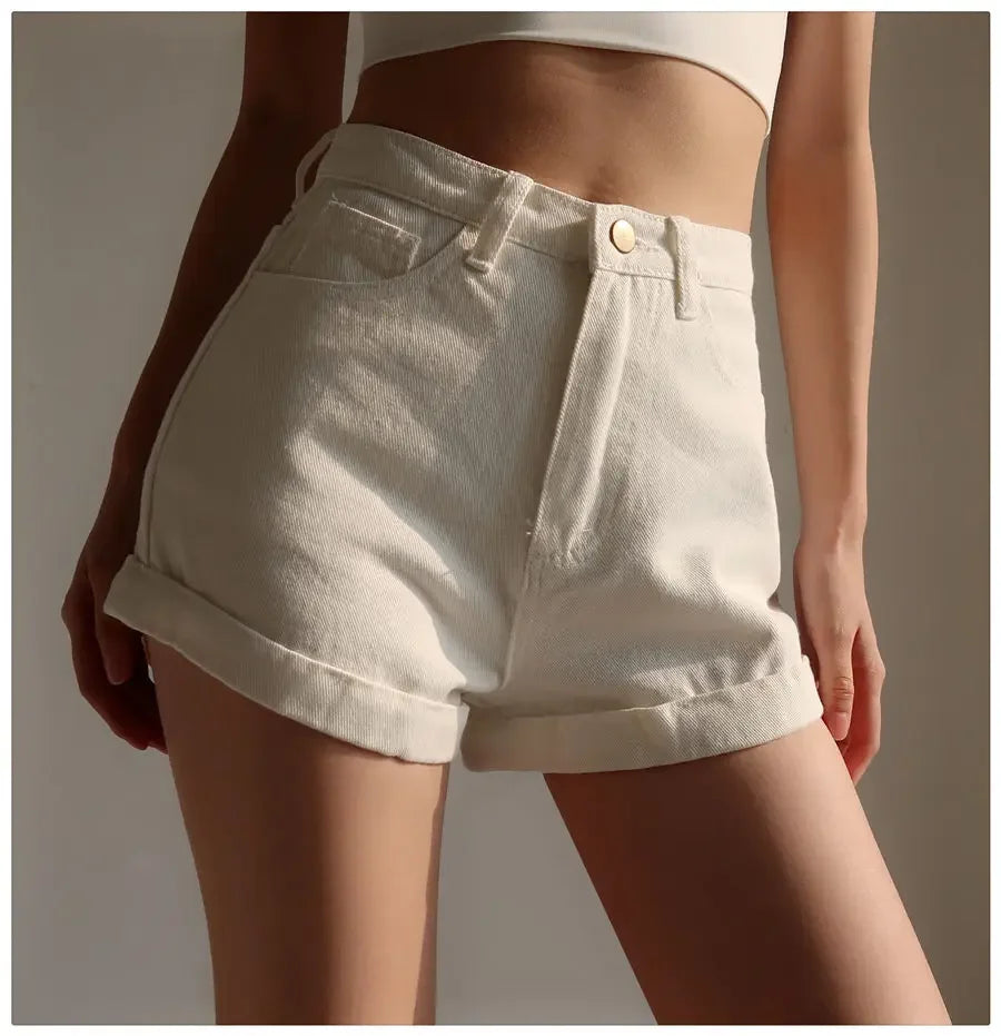 Basic Denim Shorts Women Sexy Skinny Vintage All-match High Waist Fashion Casual Streetwear Summer Chic Pure Temperament Females