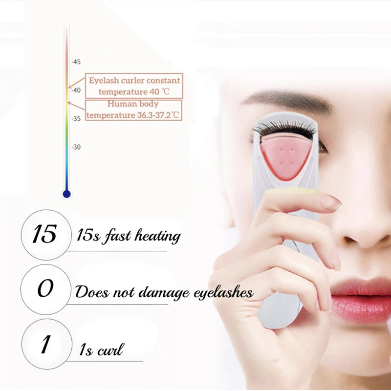 New Electric Heated Eyelash Curler with Eyelash Card Makeup Eye Lashes Curler Tools Longlasting Eye Lash Perm Eyelashes Clip 1pc