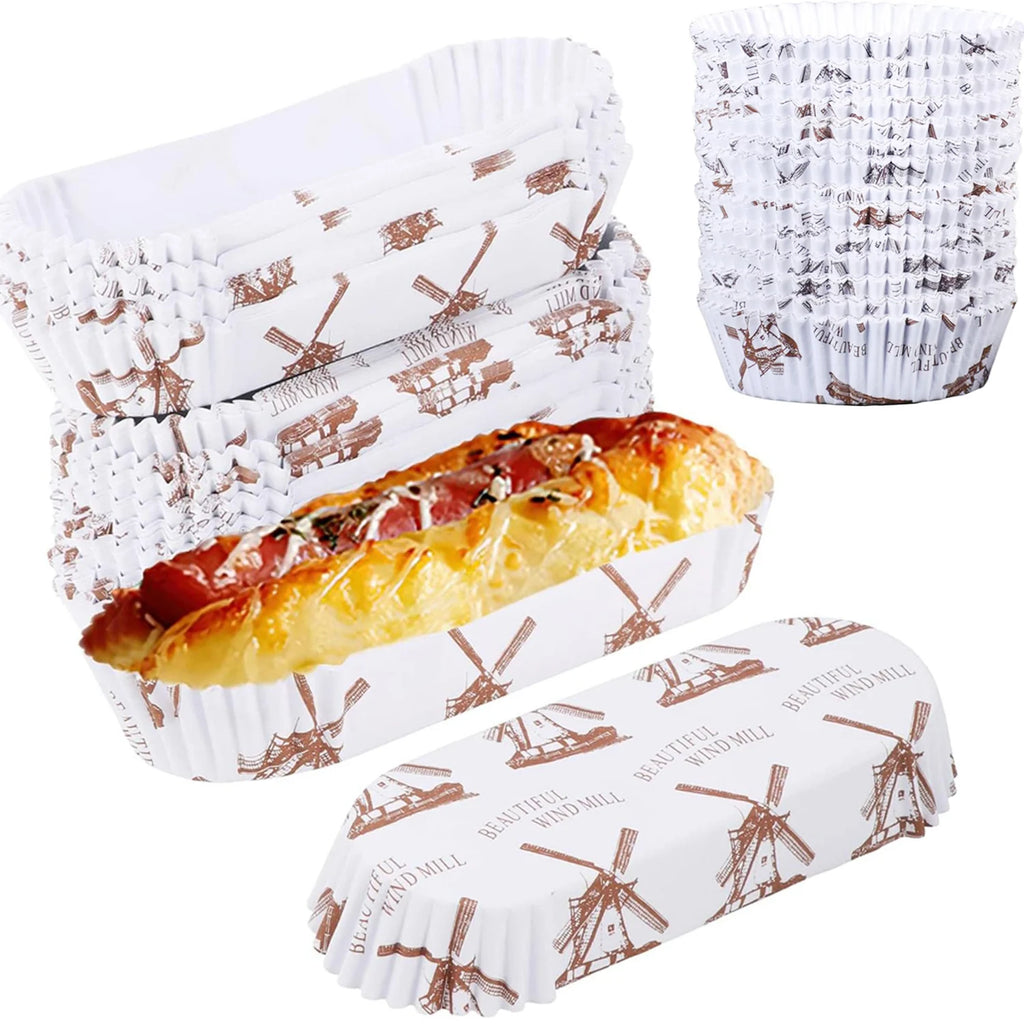 100Pcs Cupcake Liners Greaseproof Baking Cups, Non-Stick Paper Baking Cups, Oval Cake Paper Mufin Liners for Muffins, Cupcakes