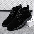 High Top Casual Grey Suede Shoes Men's Lace Up Black Flat Bottom Short Boots Men's Chelsea Boots High-quality Brand Denim Boots