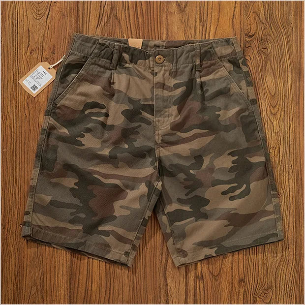 Summer New Camouflage Workwear Shorts Loose Men's Fashion Brand American Retro Casual Multi-Pocket Shorts Polyester Fiber