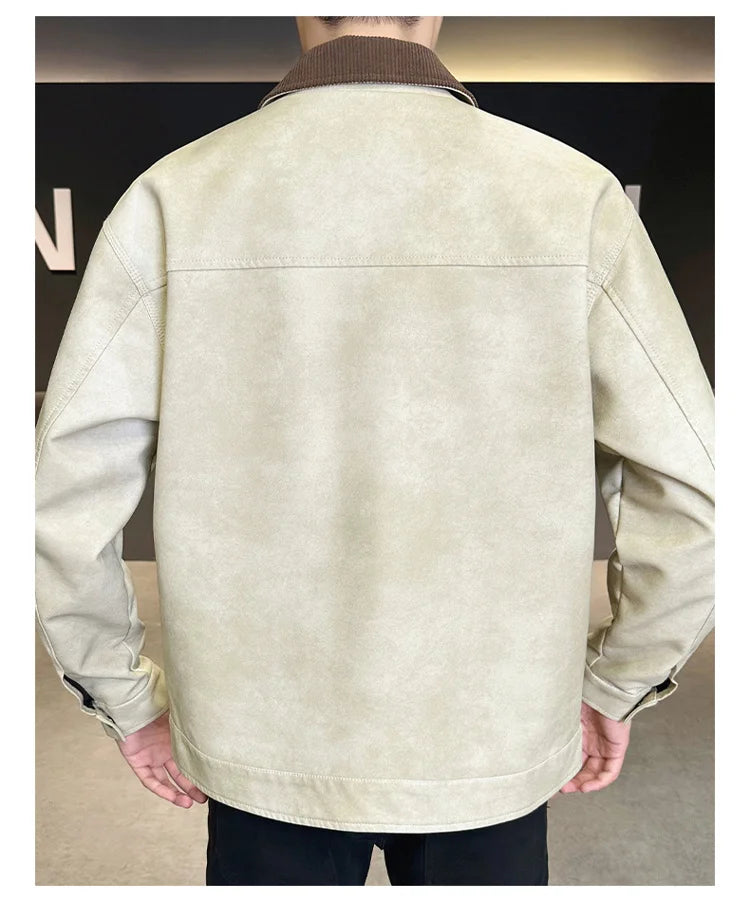 2029  Motorbiker Jacket Men's American Autumn Winter Hip-hop PU Leather Jackets Men Streetwear Racing Motorcycle Wear