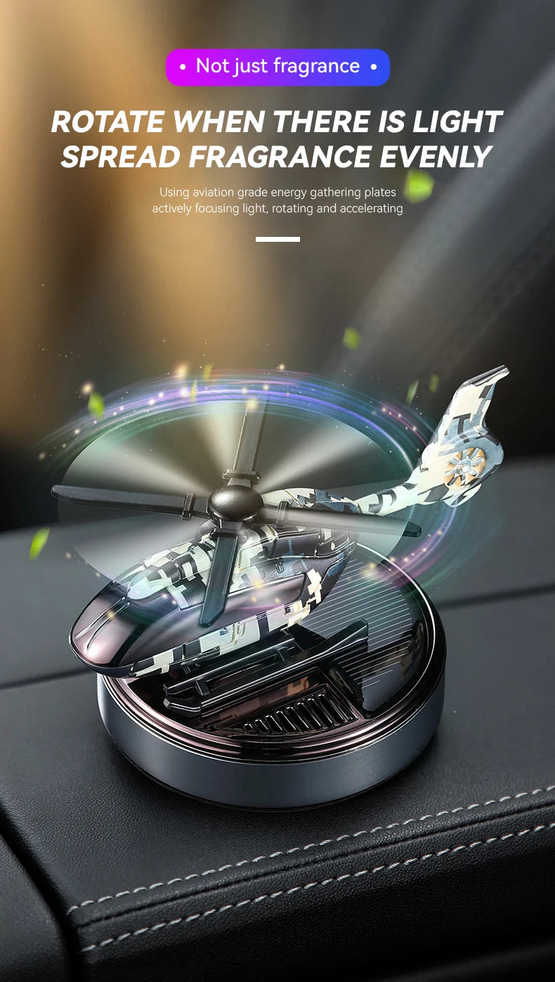 Unscented DIY Perfume helicopter solar car air fresheners rotating decorations ornaments dashboard fragrance aroma diffuser men