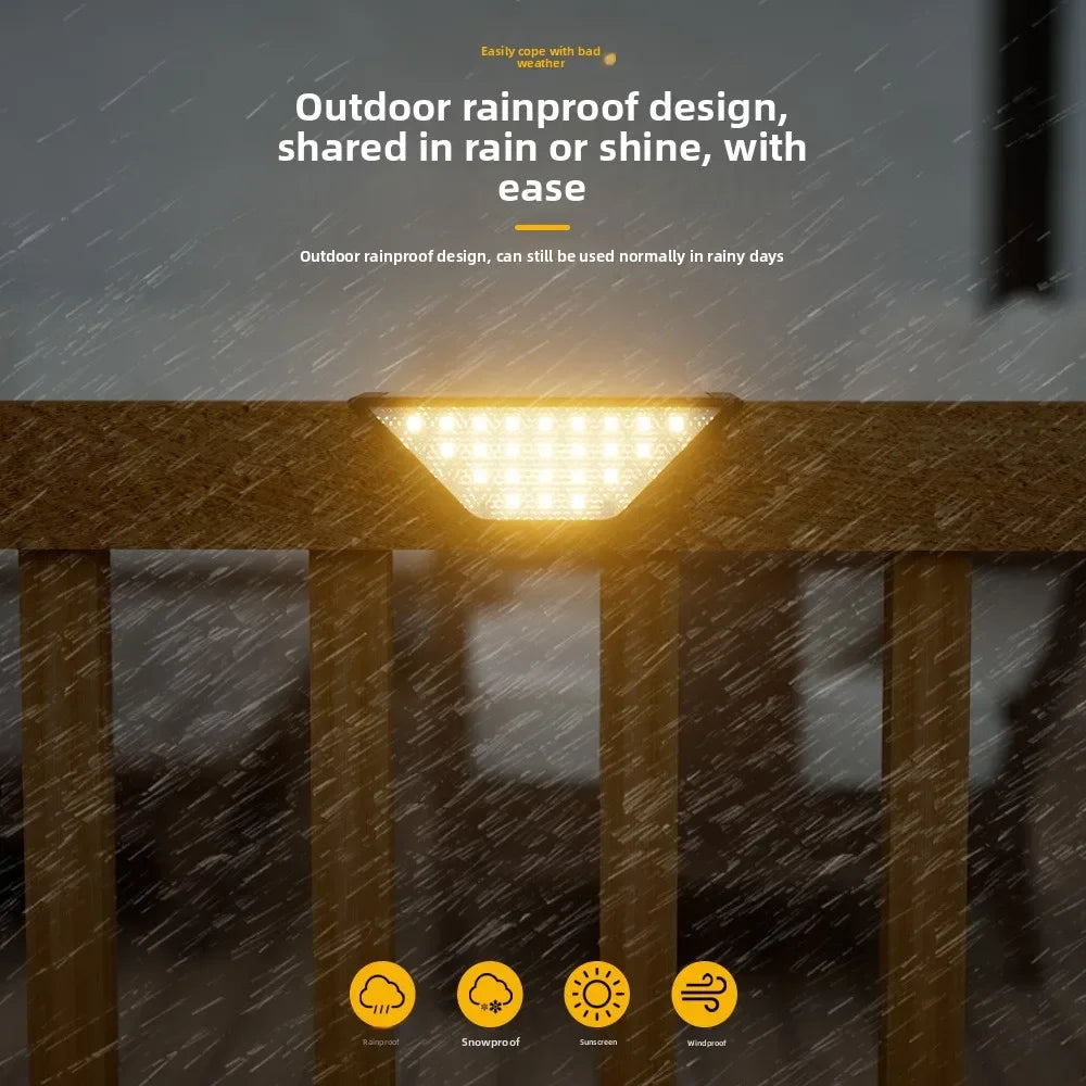 Outdoor Solar Stair Lights  12LM Auto Dimming Step Lamp  Driveway  Porch  Landscape  Easy Install No Wiring Needed