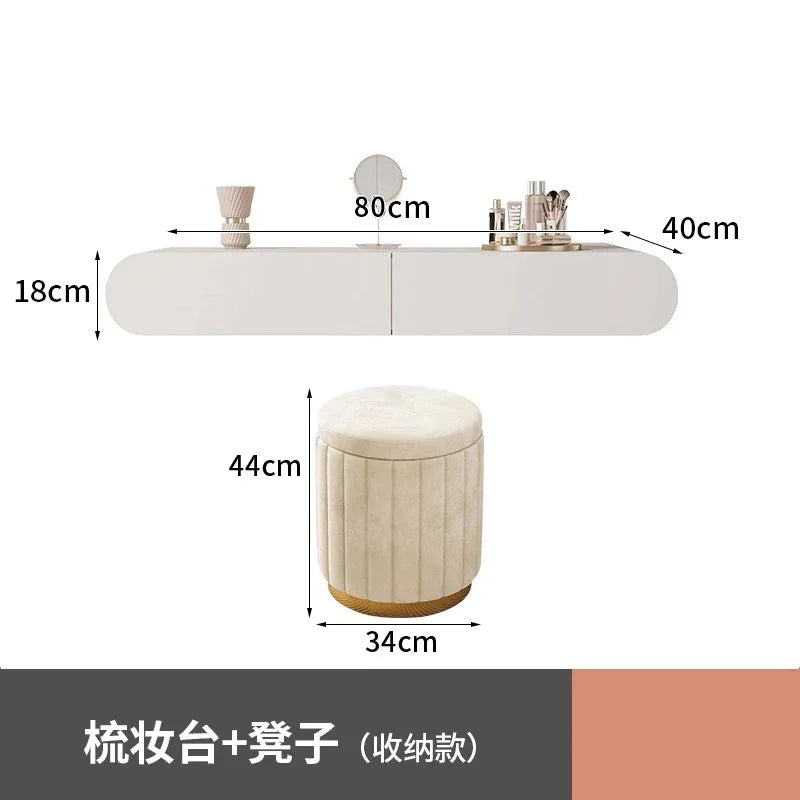 Cream suspended dressing table modern minimalist bedroom dressing table wall mounted dressing table mirror combination u q