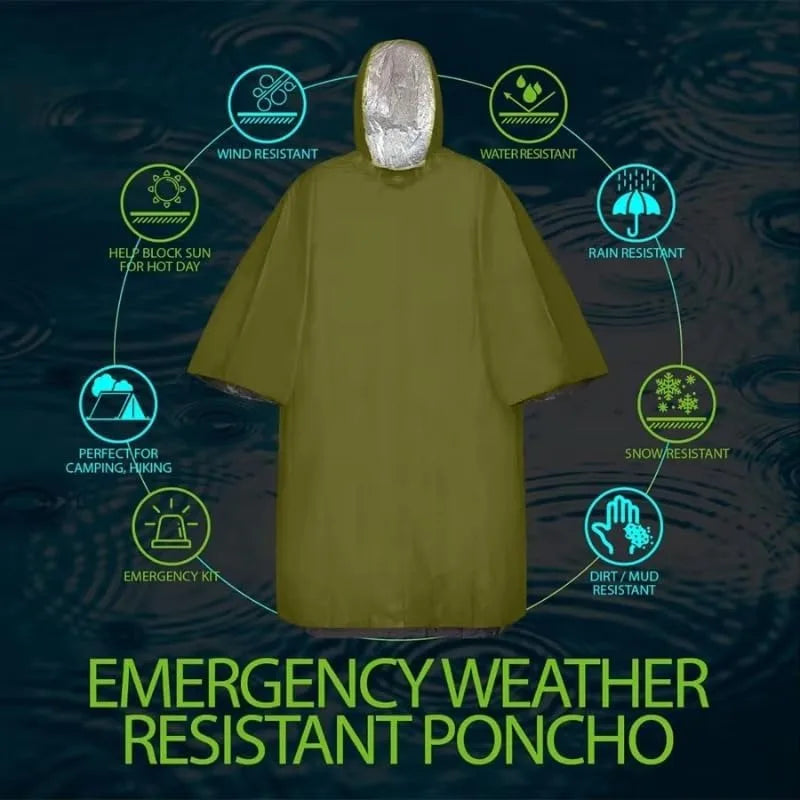 Camping Raincoat Waterproof Survival Emergency Outdoor Multifunction Reflective Clothing Camping Gear Survie Hiking