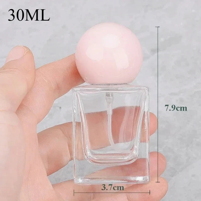 30ml Perfume Bottle Glass Line Mist Perfume  Atomizer Wood Lid Empty Sprayer Bottle Cosmetic Containers Travel Bottle Packaging