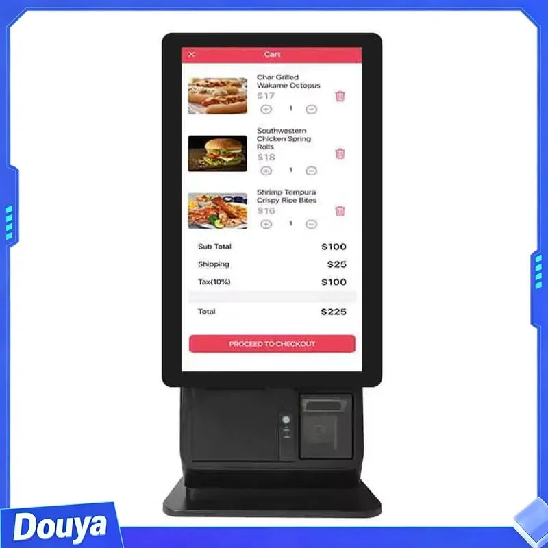 Restaurant Pos System All in One Touch Screen Wall Mounted Self Service Ordering Payment Kiosk