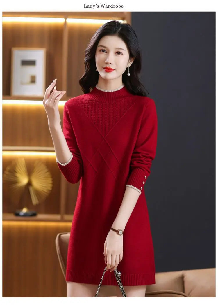 Women's Turtleneck Knitwear Top Long Sleeve Pullover Sweater Woman Clothing Fall Winter Knit Basic Blouse Wool Ladies Sweater