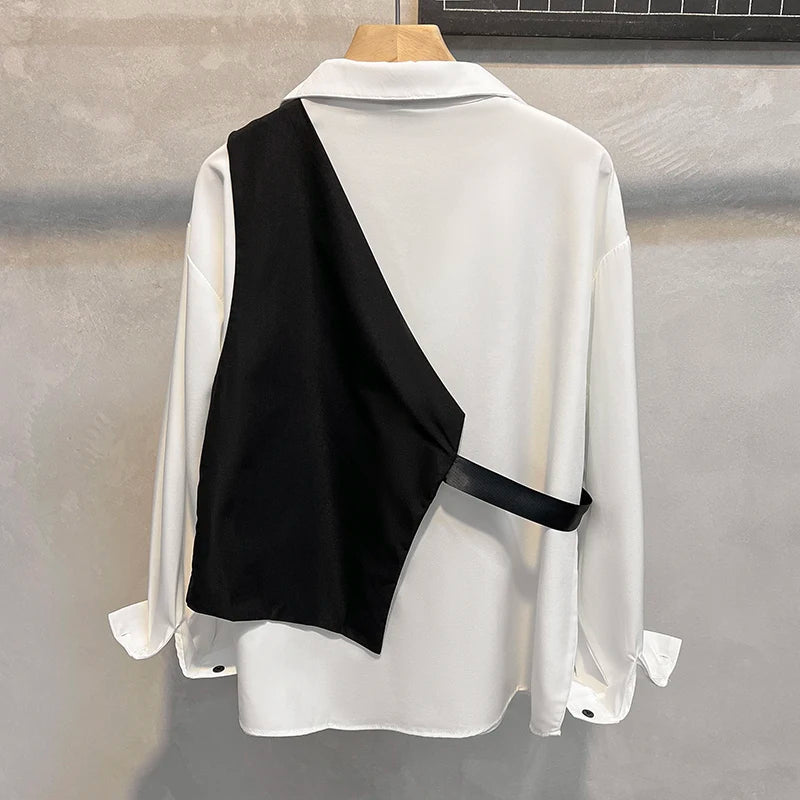 Autumn Men's Plus Size Casual Solid 2024 Dress Shirt Single Patch Pocket Long Sleeve Regular-fit Button-down Shirts B244