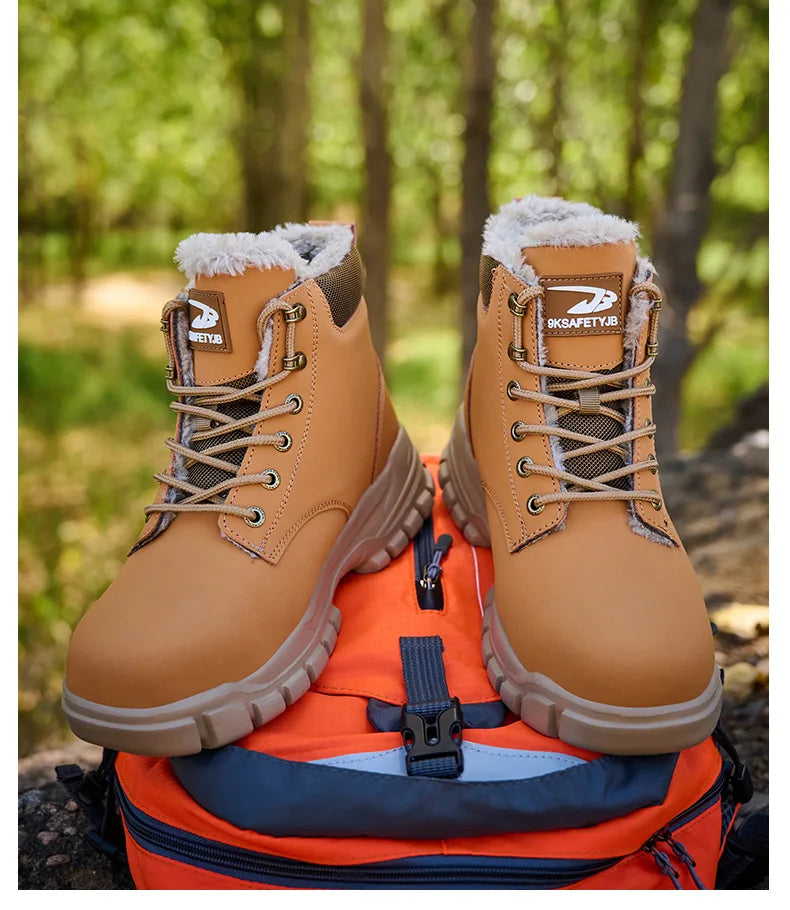 Latest 2024 Fashion Winter Warm Men Work Safety Boots Waterproof Indestructible Steel Toe Cap Shoes Sneakers Male Footwear