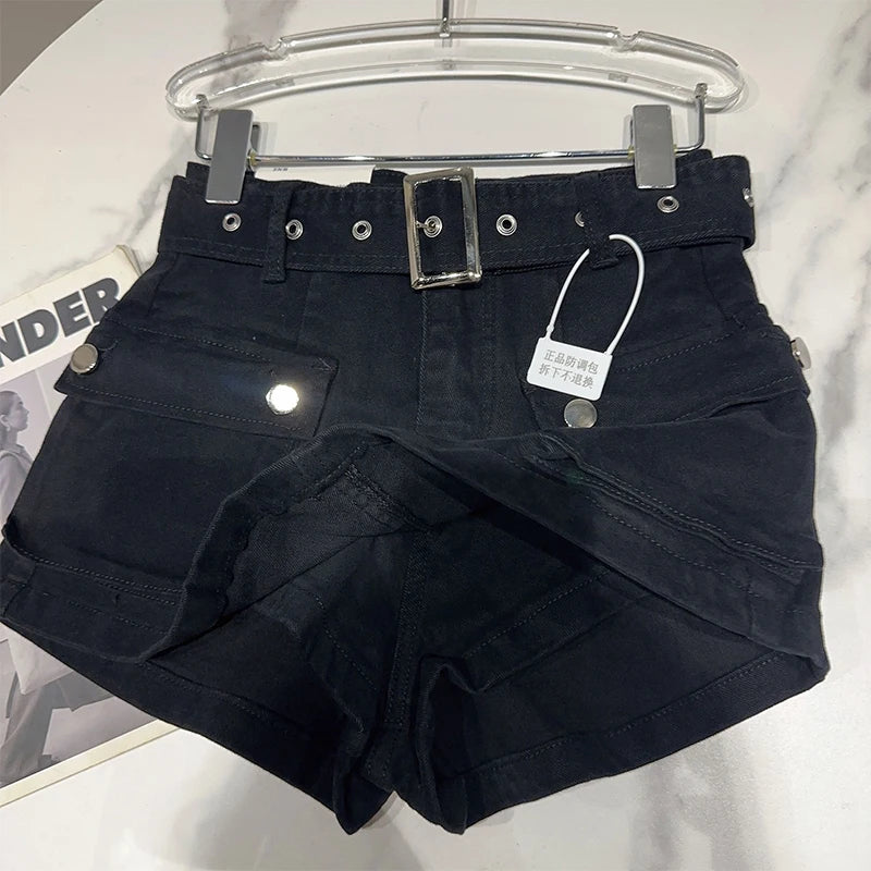 Women's Black Denim Cargo Shorts Fashion High Waist Ladies Streetwear Baggy Cowboy Shorts Jeans 2000s Y2k Harajuku 2000s Clothes