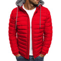 New men's cotton padded parka coat for autumn and winter men's solid color warm hooded zipper hooded coat