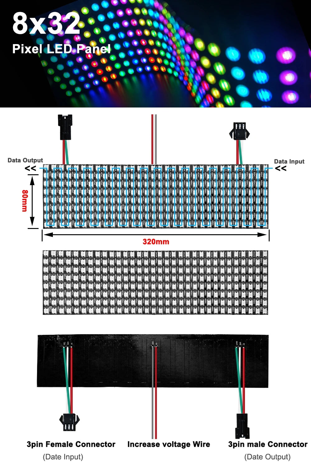 1~10Pcs WS2812B RGB LED Digital Flexible Panel WS2812 Individually Addressable Module Matrix Screen Light Strip 64 256 Pixels 5V