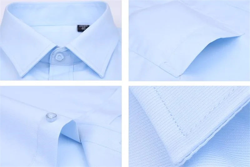 New Men's Fashion Pure Cotton Business Dress Shirts For Man Short Sleeved Shirt White Classic Social Casual Slim Fit Shirt 8XL