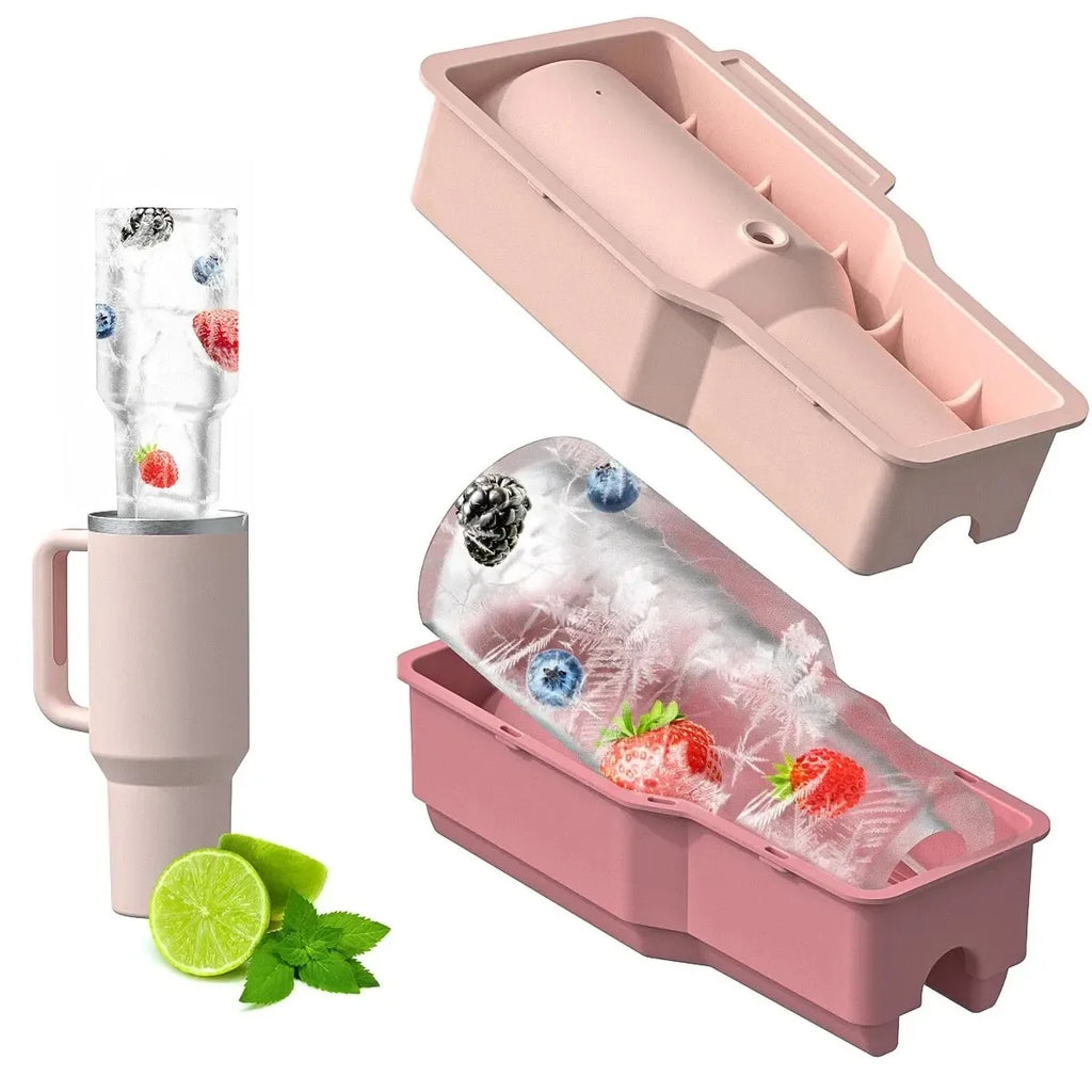 Tumbler Ice Mold for Stanley Cup 30-40 oz - Silicone Cylinder Ice Mold with Lid, Easy Fill and Release Ice Maker for Ice Drink