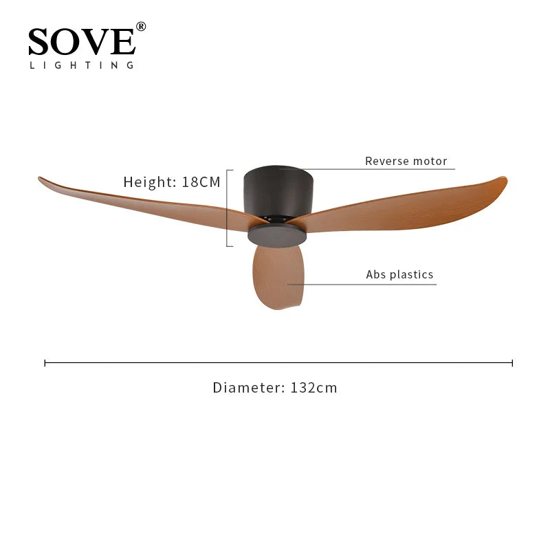 SOVE Ceiling Fan White Low Floor Ultra Thin 17cm DC Ceiling Fan With Remote Control Simple Ceiling Fans Without Light 220V