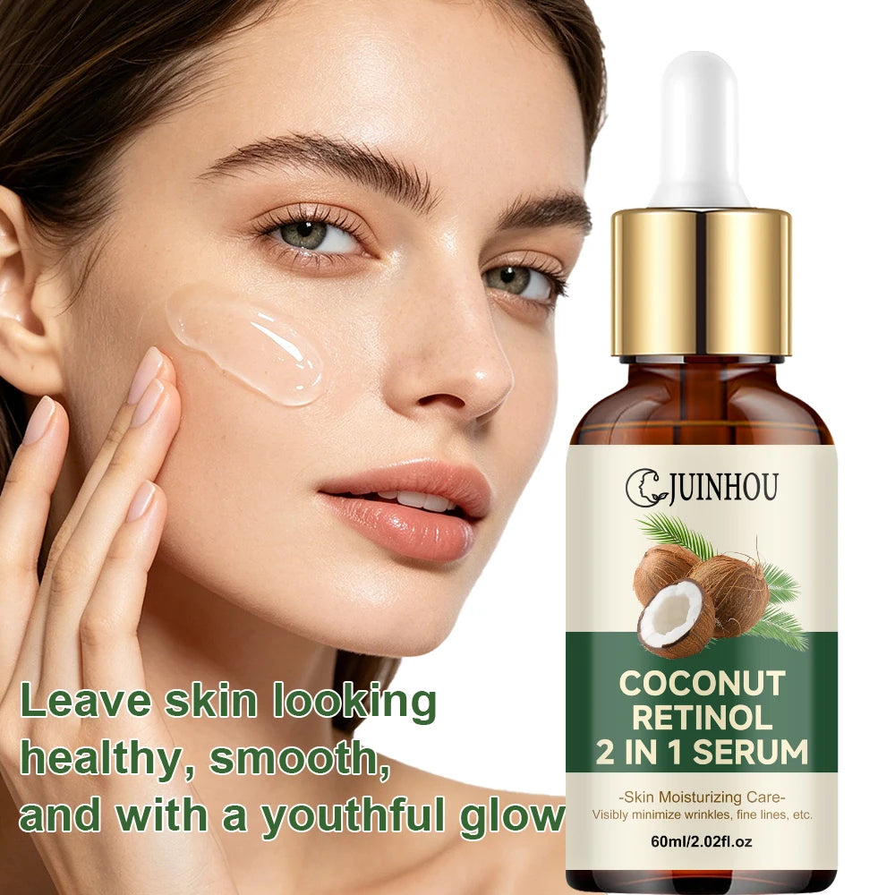 JUINHOU Coconut Oil Moisturizing Set Cream & Serum Controls Oil Hydrates Soothes Sun-Induced Redness Suitable For Daily Skincare