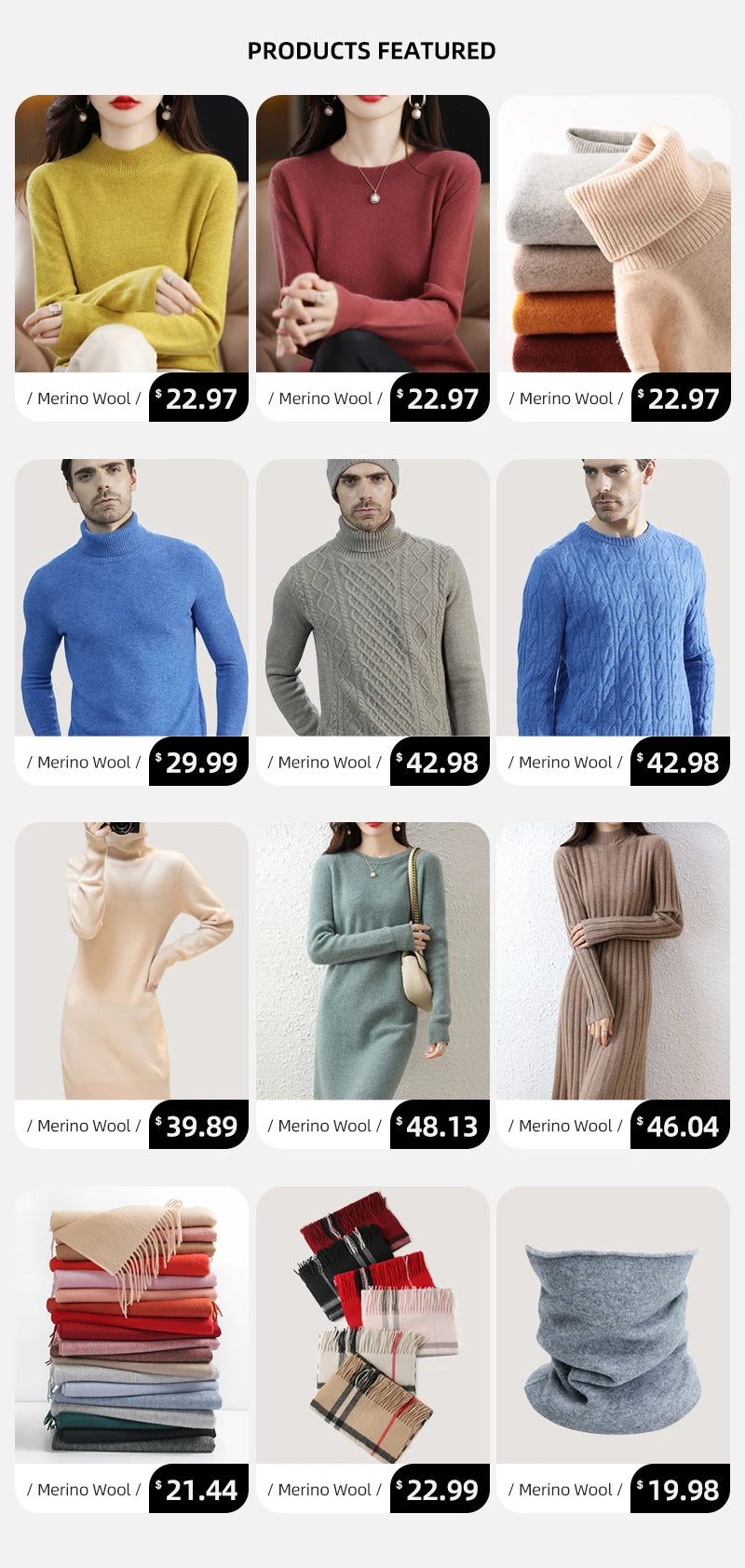Cashmere Sweater Womens Dresses 100% Merino Wool Autumn Winter New Elegant Knitted Long Dress Female Casual Warm Skirts Vestidos