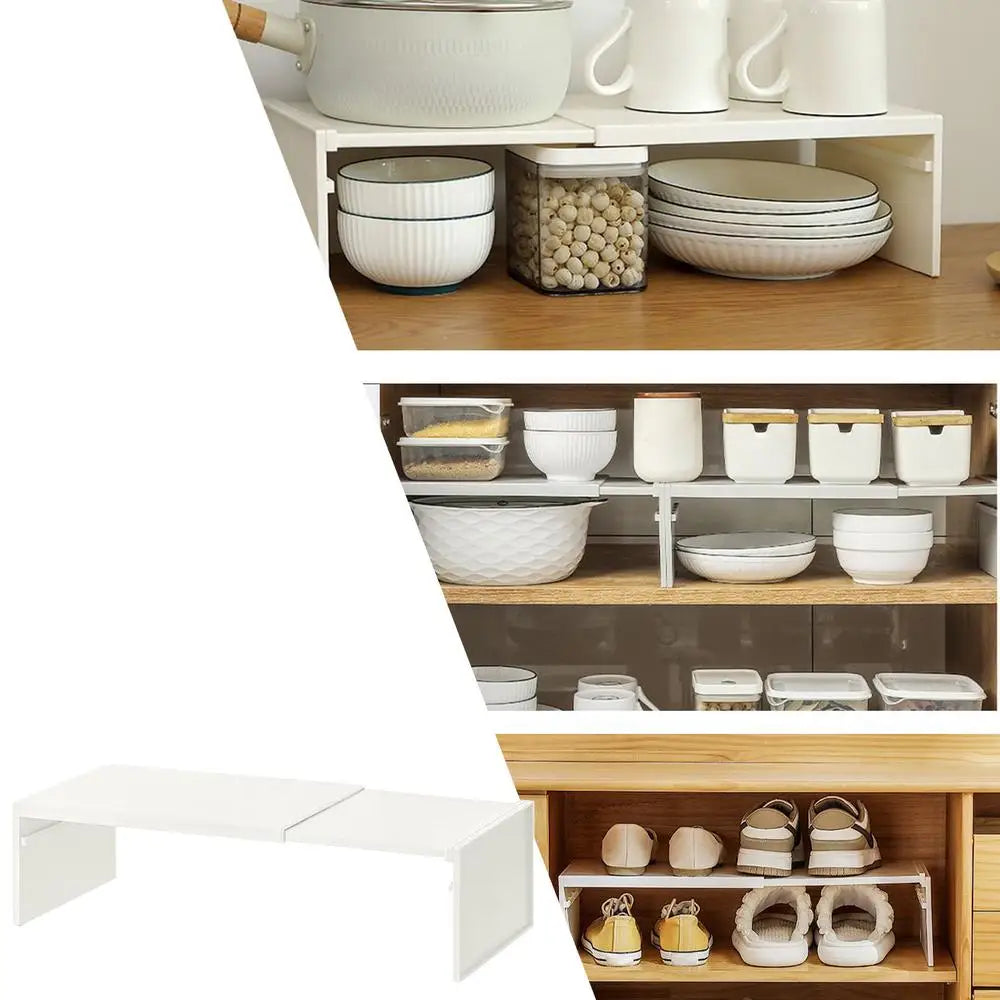 Kitchen Stretchable Cabinet Shelf Cupboard Separated Storage Rack Countertop Organizer Shoe Organizer Shelf Save Space