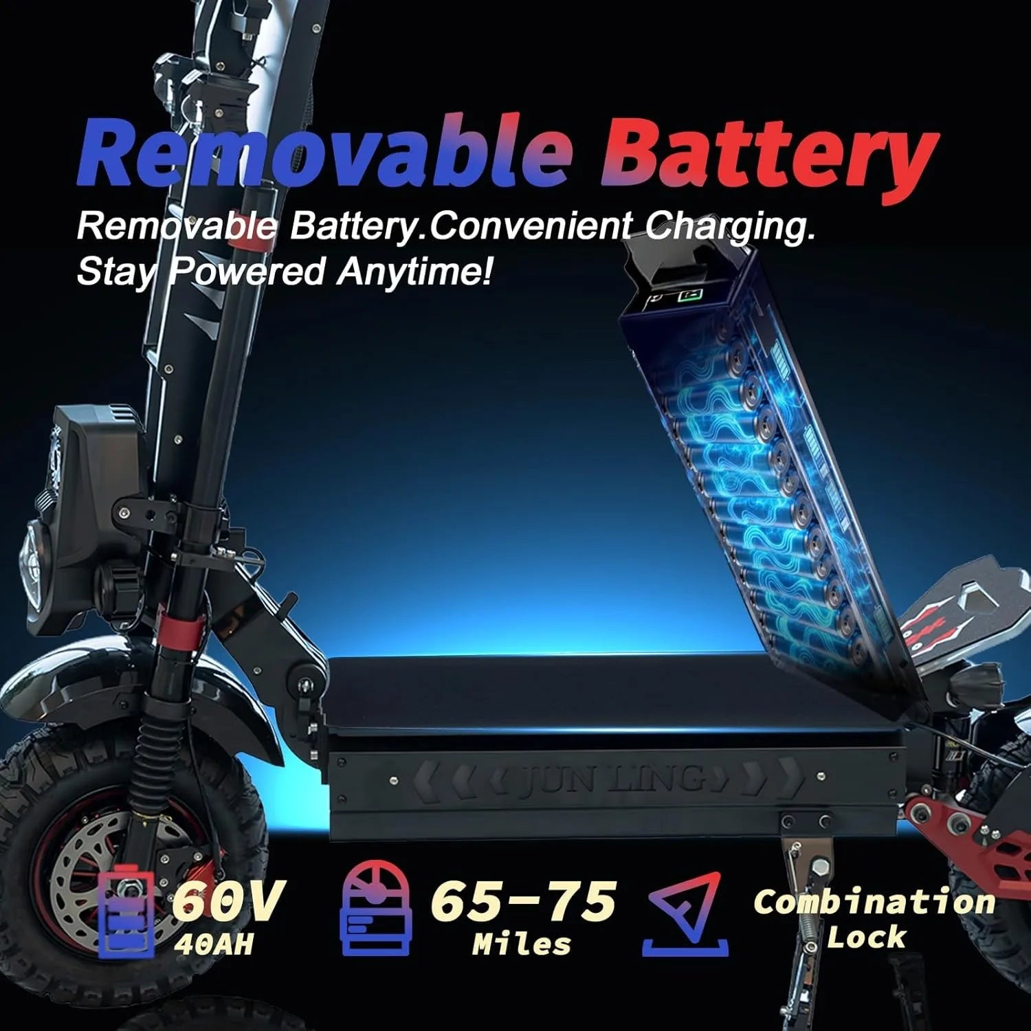 Off-Road 10000W Electric Scooter 60V 40AH 55MPH Accessory Kit Seat Dual Motor US
