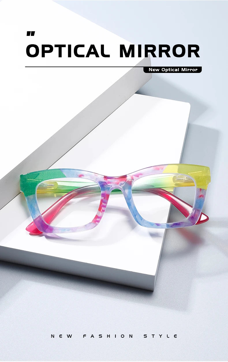 Multi Colored New Dazzling Frame Women's Flat Mirror European and American Fashion High-End Feeling Plain Face Eyeglass Frame