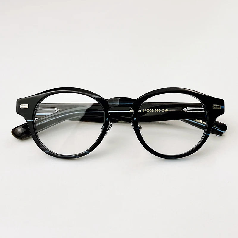 Classic Retro Round Glasses Frame Men Top Quality Acetate Trendy Eyeglasses for Women Handmade Vintage Thick Frame Eyewear