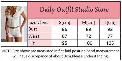 Chic Striped Shorts 2-piece Set Women Sexy Ruffled Short Sleeve V-neck Single Breasted Crop Top Sets Summer Female Clothing