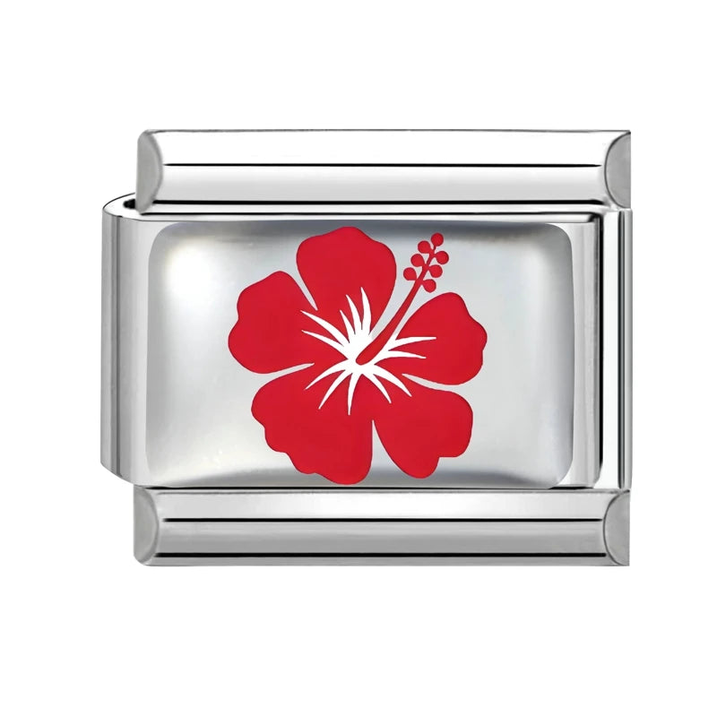 Fashion Red Series Heart Flower Bowknot Cherry Women Men Charm Link fit 9mm Stainless Steel Italian Bracelet Making DIY Jewelry